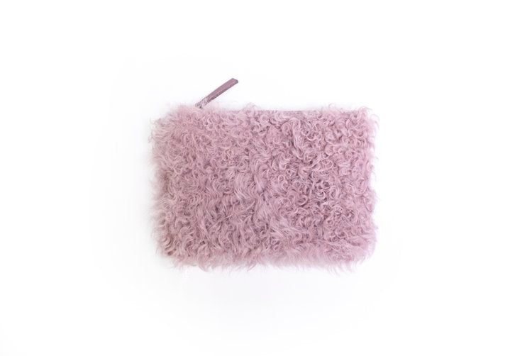 Mauve Longhair Shearling Pouch from Primecut available in Saint Claude Social Club.