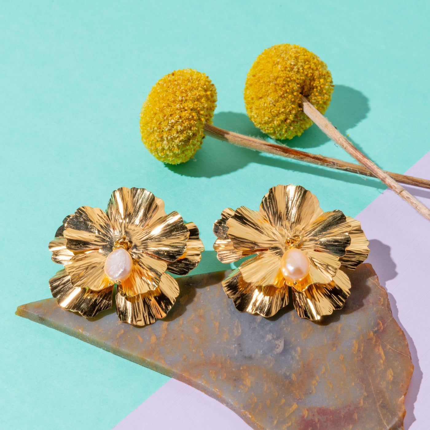 Zana Flower Earrings With Pearl Center
