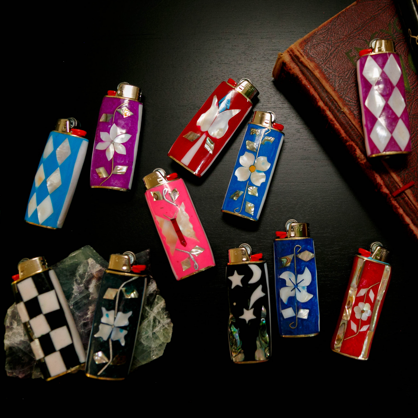 Assortment of Vintage Lighter Covers from Saint Claude Social Club Vintage collection.